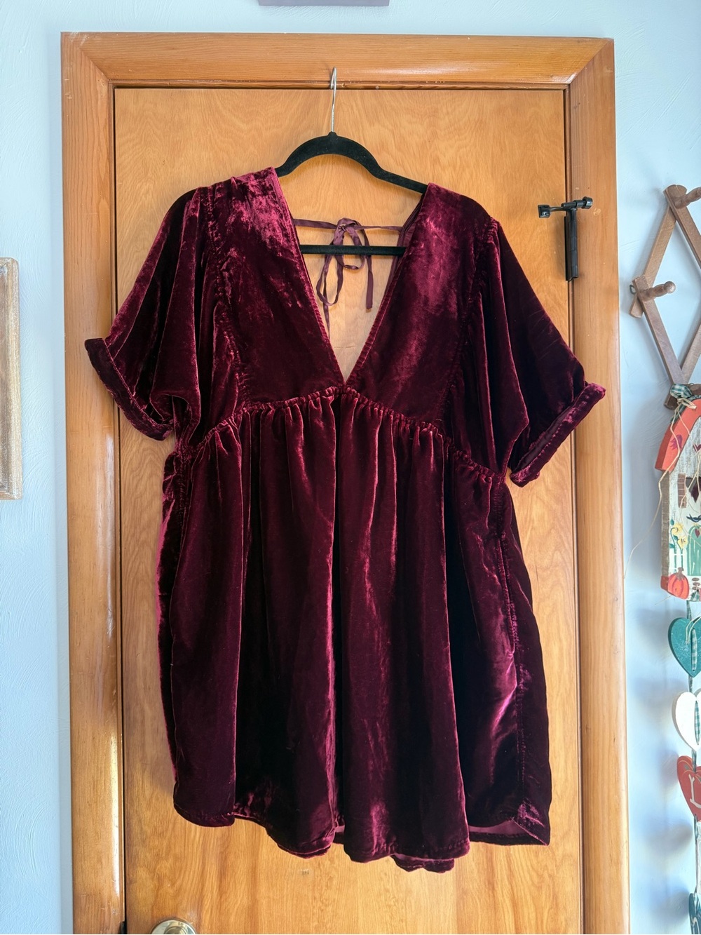 Free People Burgundy Velvet Babydoll Tunic